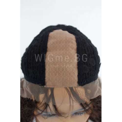 Дълга тъмнокестенява къдрава лейс фронт перука Лейла