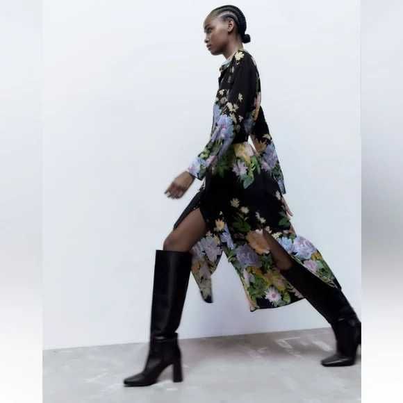 ZARA рокля тип риза на цветя