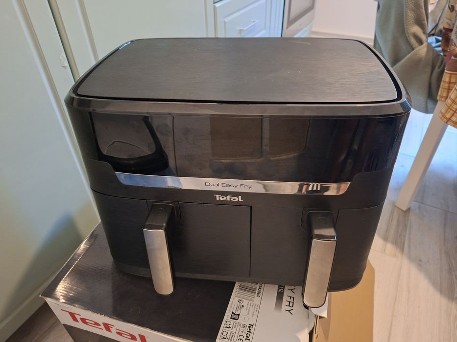 Friteuza dubla cu aer cald Tefal Dual Easy Fry XXL EY9428E0, 2700 W, capacitate 11 L
