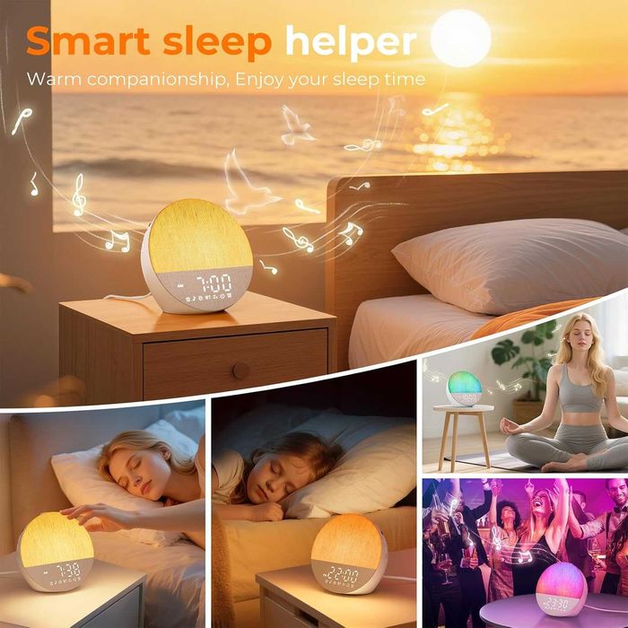 Uwithm Будилник със симулация на изгрев, 18 цвята. Bluetooth