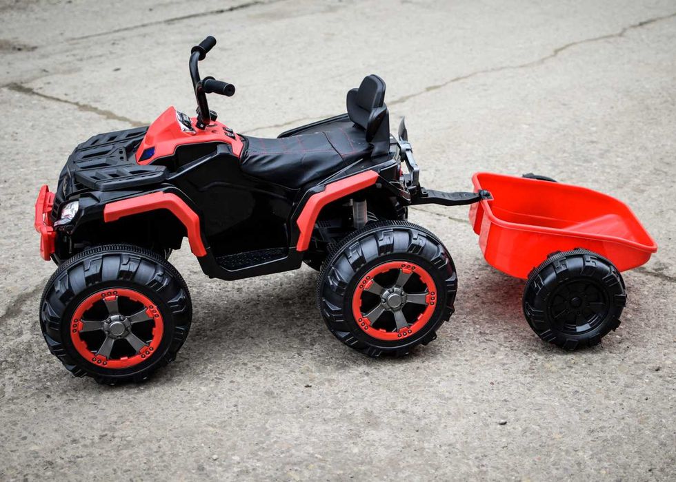 ATV electric pentru copii Offroad 2x35W 12V cu remorca inclusa #RED