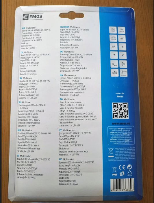 Професионален Цифров мултицет авто обхват с True RMS и тем.-40 ~ 1000