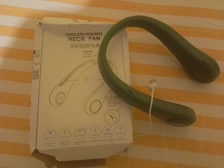 Вентилатор за рамене/ врат USB, зелен