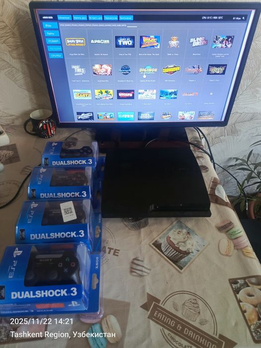 Sony playstation ps3 slim 320gb +67 ta oʻyin +garantiya