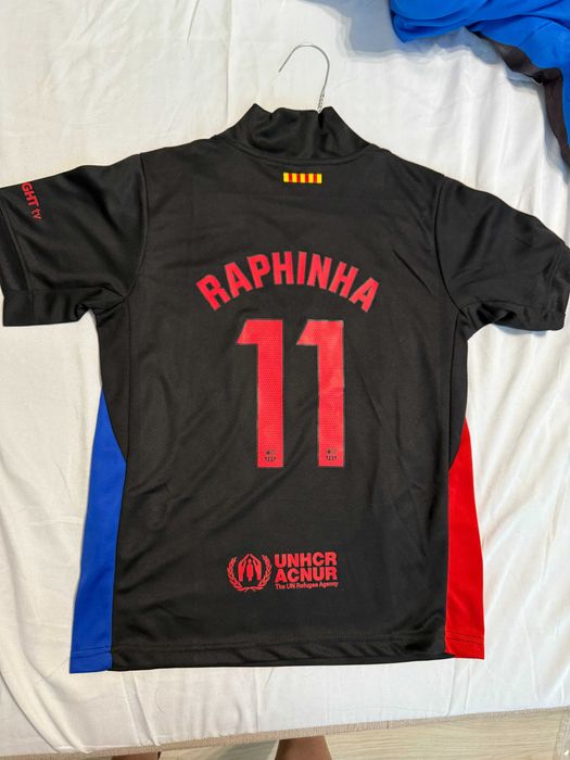 Tricou Raphinha Barcelona away negru la liga