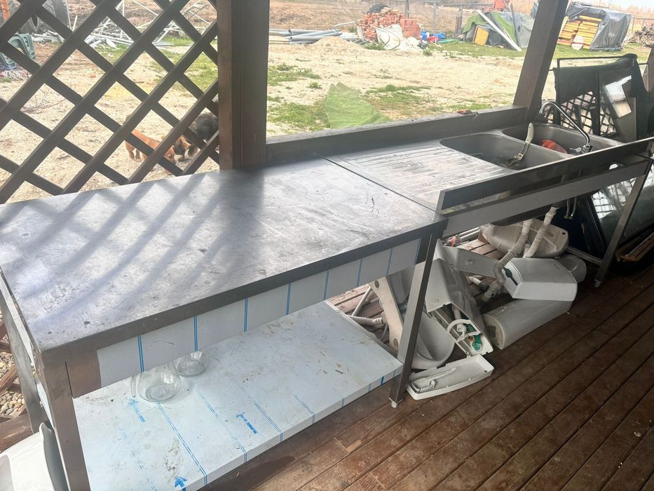 Mese profesionale inox alimentar HoReCa cu chiuvetă dublă + blat lucru