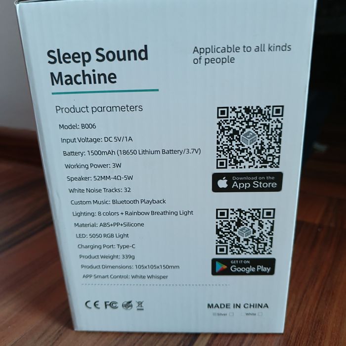 Dispozitiv smart White Noise Sleep Machine cu lampa, ceas [fara fir]