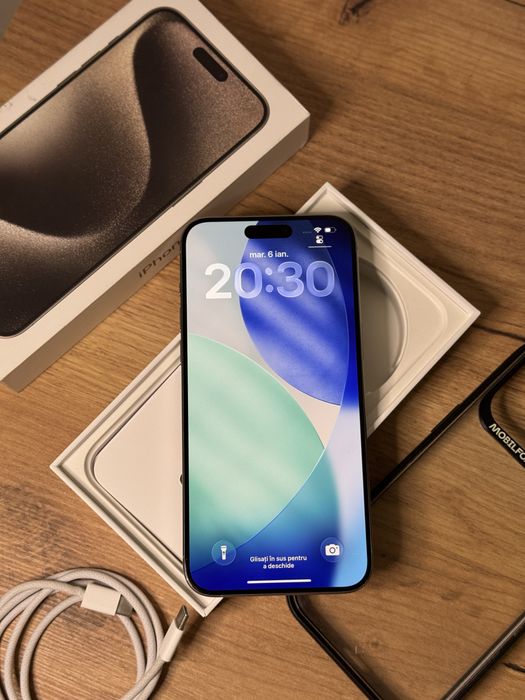 iPhone 15 Pro Max 512 GB 94% Natural Titanium full box,husa mobilefox