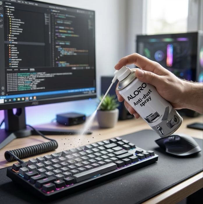Spray cu Aer Comprimat pentru Curatare Electronice si PC, Aloro®, 400 ml, Jet Puternic, Ideal pentru Tastaturi, Laptopuri si Componente IT