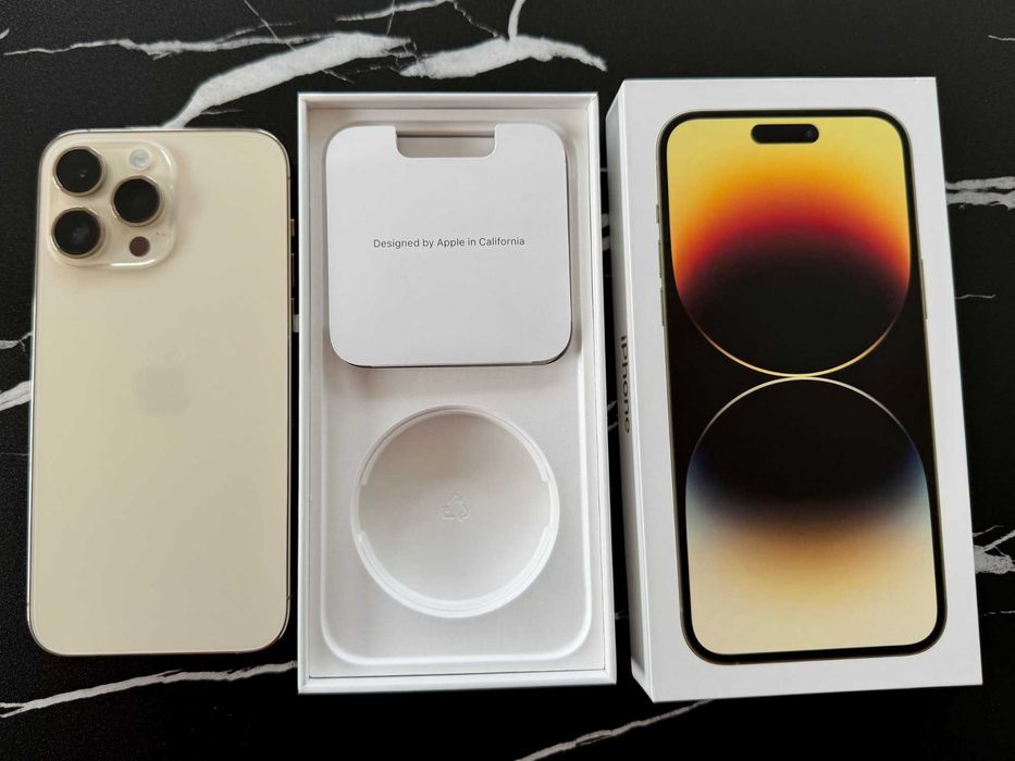 iPhone 14 Pro Max 128GB Gold, baterie 82%, complet, stare foarte bună