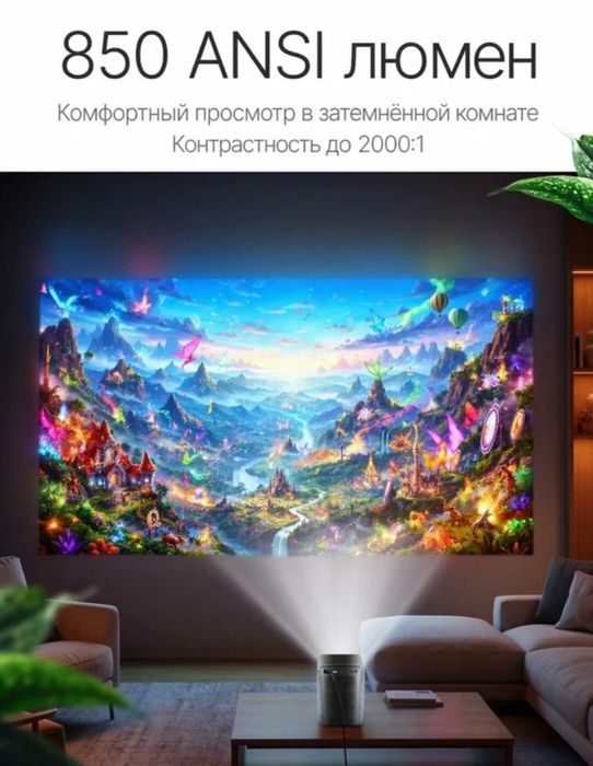 ‼️Проектор для фильмов Lenovo T100 Full HD, 4К, Смарт ТВ, 850 ANSI, мр