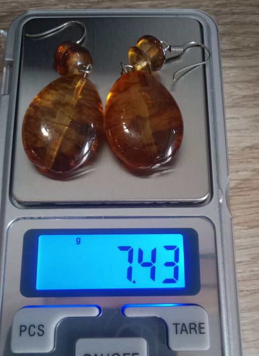 Серьги янтарь медовый СССР