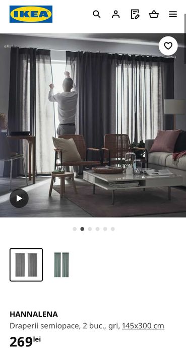 Draperii semiopace IKEA 145x300 cm