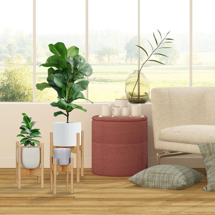 !ЛИКВИДАЦИЯ! Бамбукова поставка за саксии, комплект от 3 броя, натурален Relaxdays