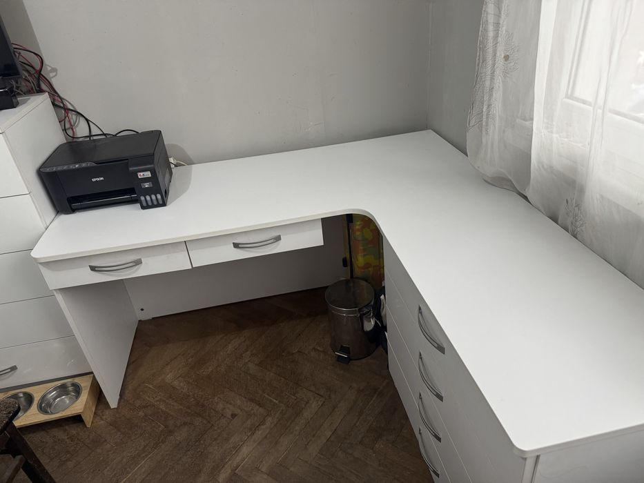 Мебели за спалня бял гланц