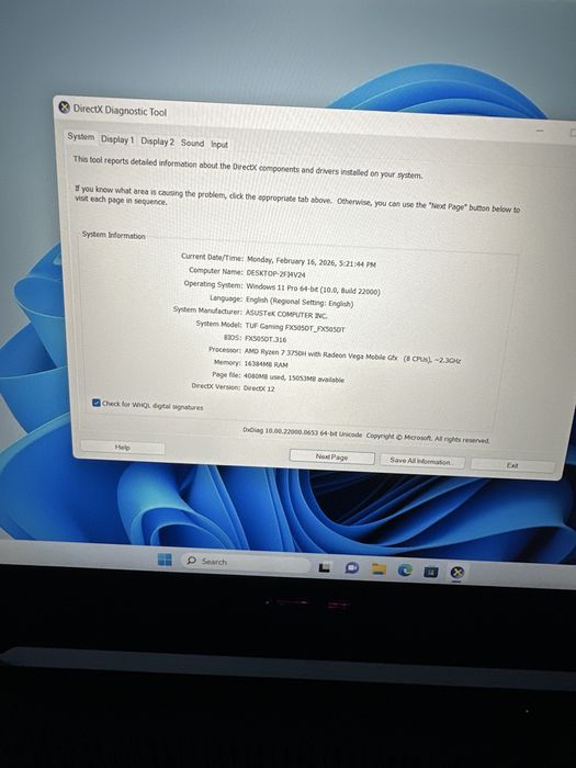 Laptop asus fx505DT-HN540