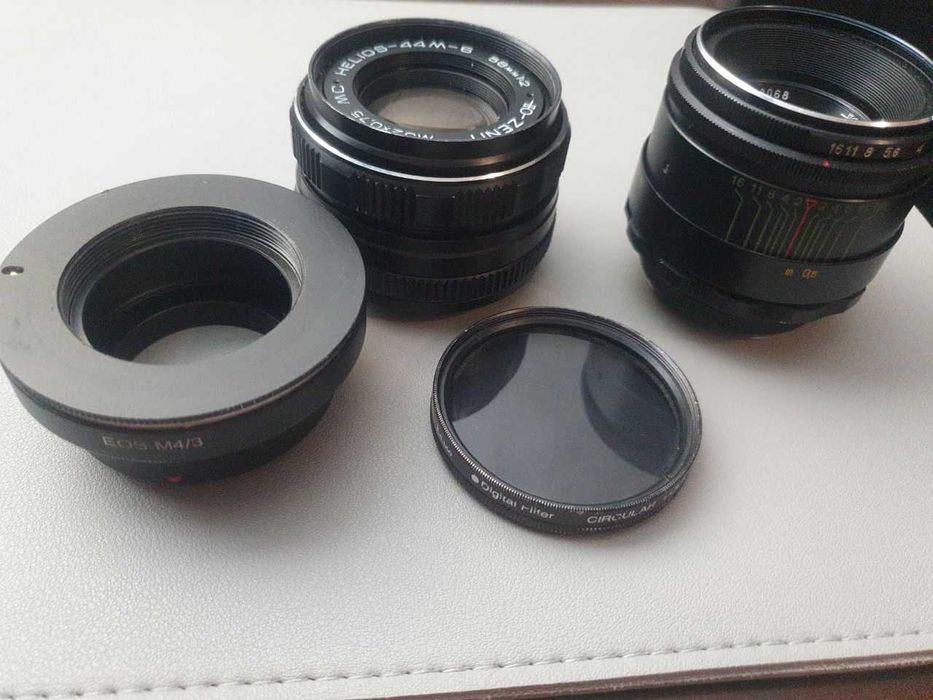 Объектив Helios 44-M-6, переходник EOS-M4/3