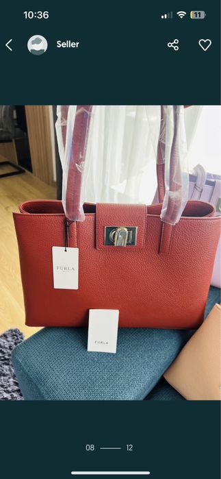 Furla 1927 L tote 100%ориг.С етикети,торбичка, 100% ест, кожа.36см