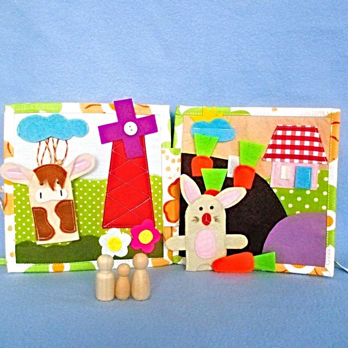 Carte senzoriala din fetru cu marionete pe degete ,10 pagini.