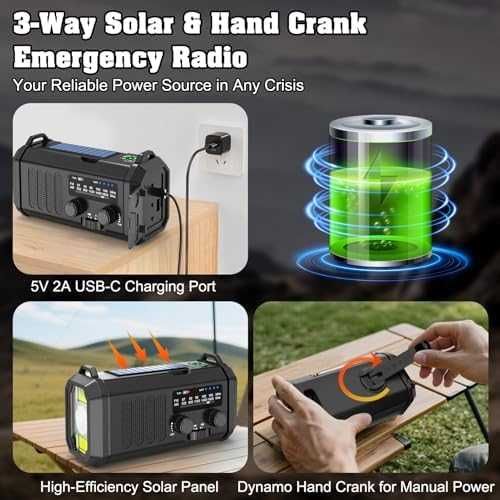 Ново Преносимо аварийно радио AM/FM 10000mAh батерия LED лампа SOS