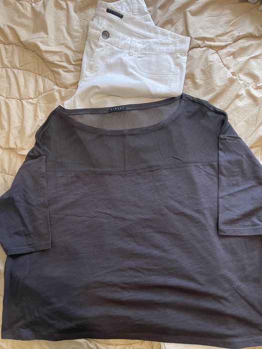 SISLEI set blugi albi / tricou plasa