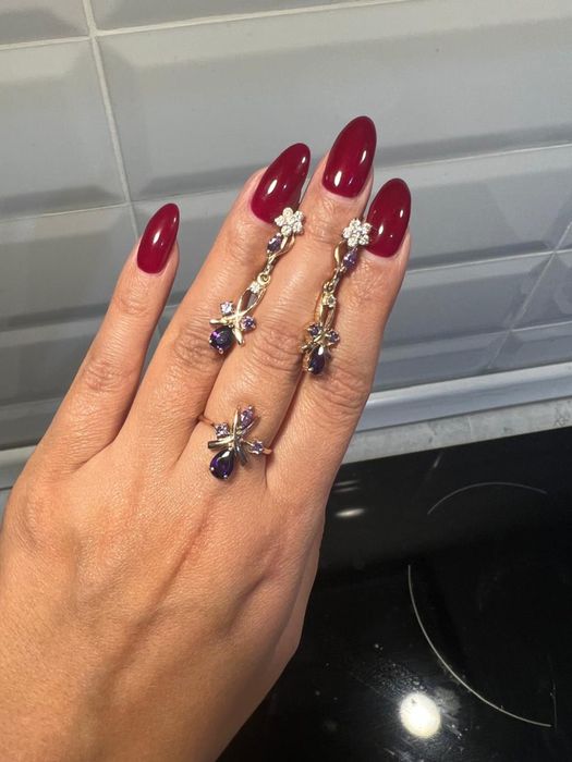 золото набор серьги и кольцо 585 пробы