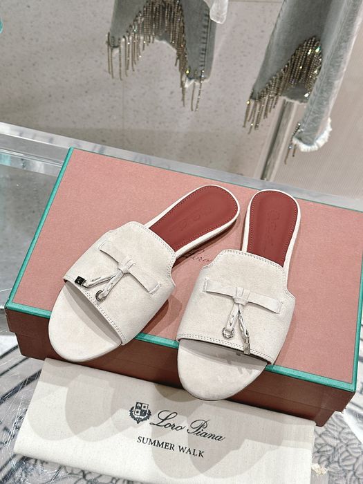 Papuci Loro Piana, alb, tip Premium