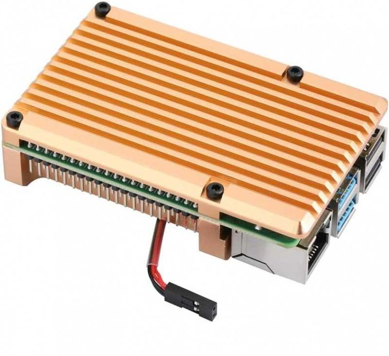 Carcasă aluminiu cu radiator / cooler (racire activă) pentru Raspberry Pi4