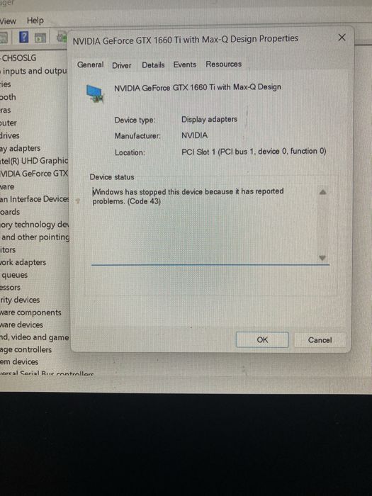 Laptop HP Pavilion gtx 1660ti(eroare code 43), I7-9750H