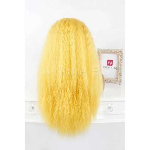 Дълга къдрава жълта лейс фронт перука Анджелика