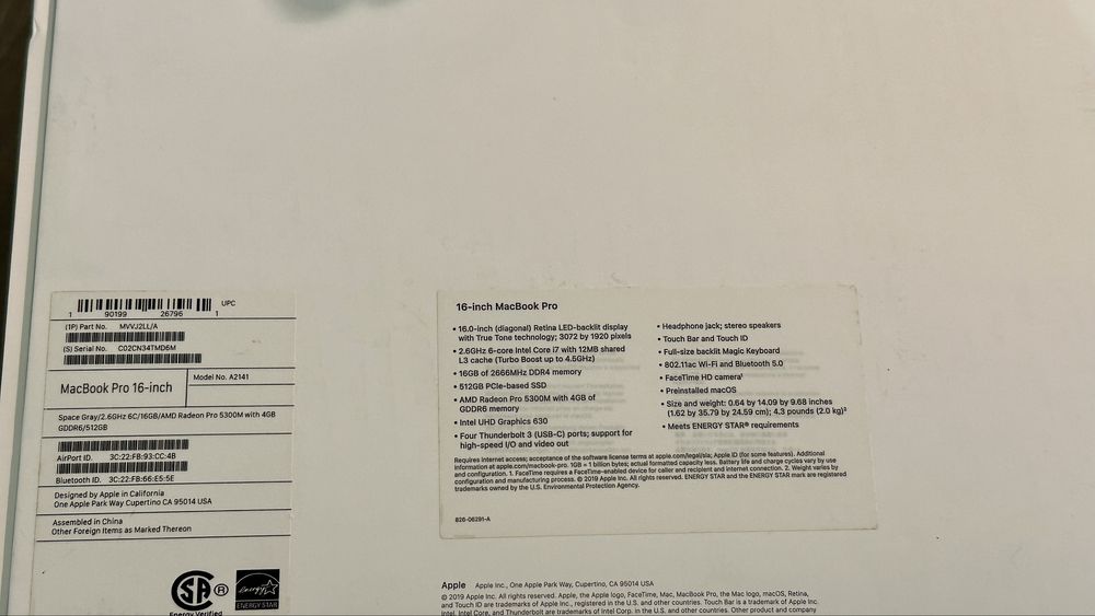 Macbook Pro 16 inch 2019 512 GB touchbar Impecabil