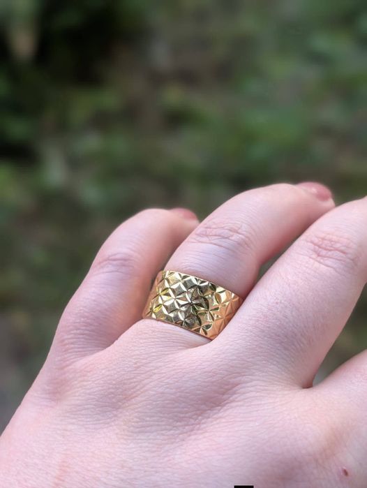 Vechi inel, model Big Reflection, din argint de 925, placat cu aur de 18K, Jane Konig JK