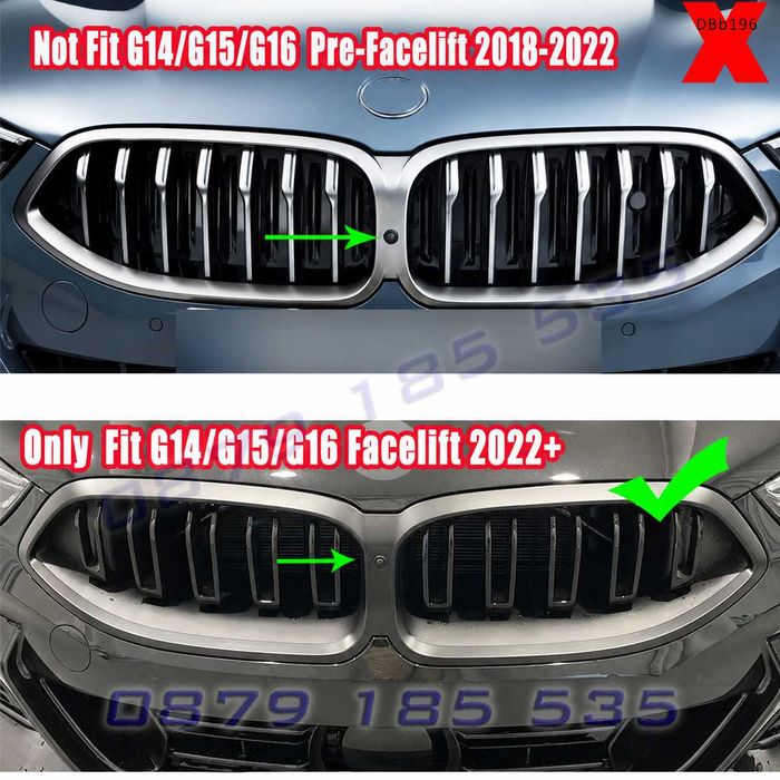 Двойни бъбреци / предна тунинг решетка за BMW 8 G14 G15 G16 LCI 2022+, черни – DBb198 бмв г14 г15 предни светещи решетки