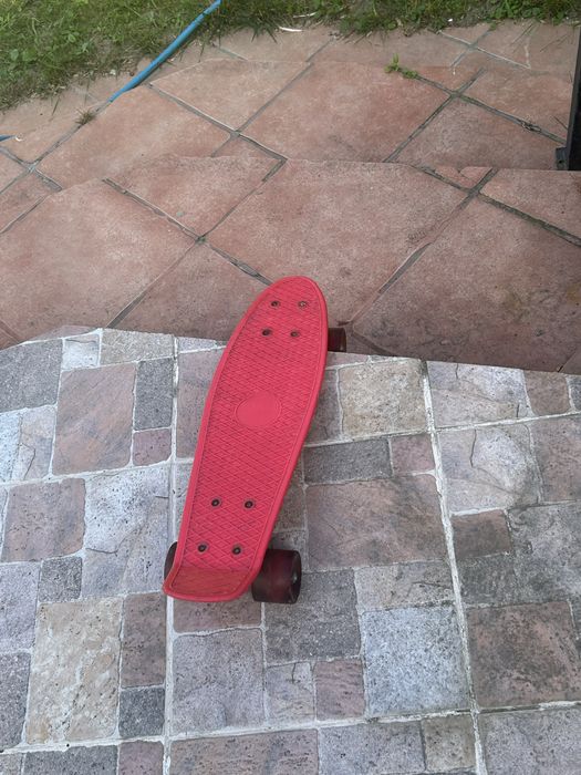 Penny board / skateboard mini cu roți – roșu + lumini LED