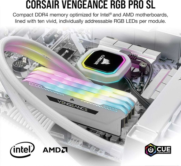 Рам памет Corsair Vengeance RGB PRO SL WHITE 32GB (2x16GB) DDR4