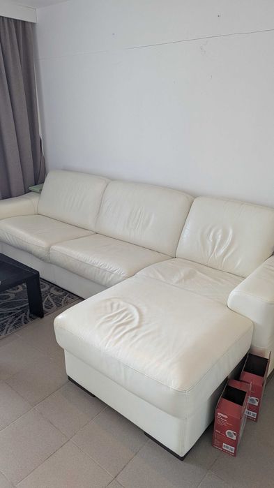 White Leather Corner Sofa