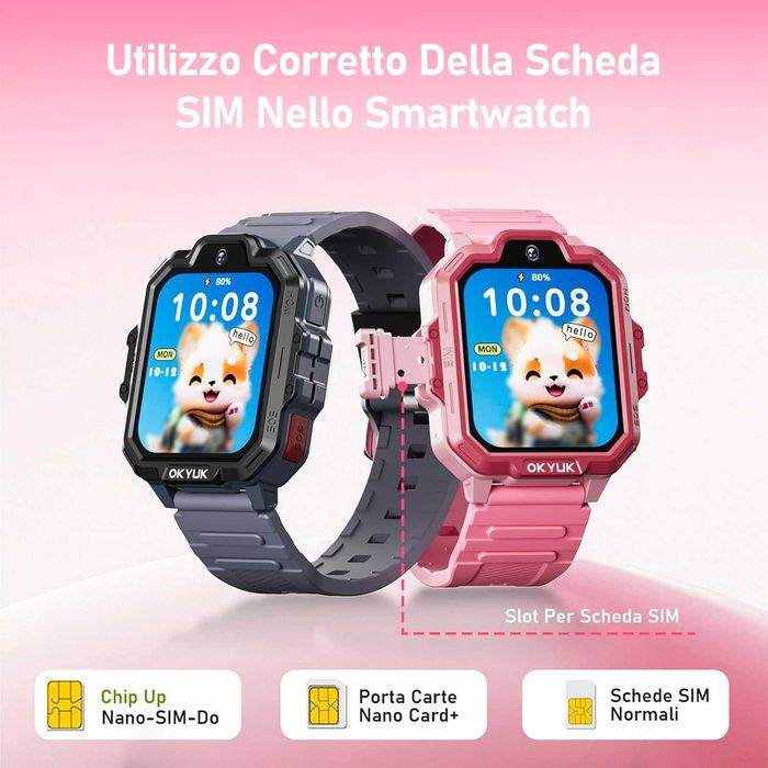 Детски смарт часовник OKYUK T17 детски смарт часовник GPS Черен Розов