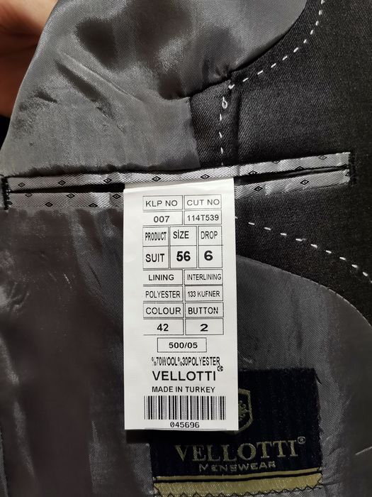 Мъжки официален костюм VELLOTTI размер 56