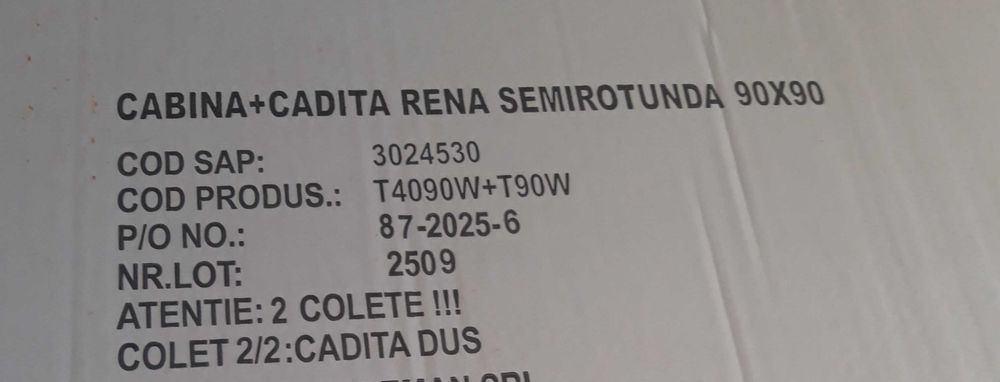 Vand cadita noua semirotunda 90/90 Rena