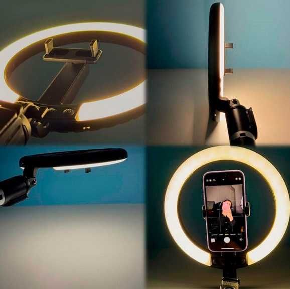 LED Селфи Ринг Light 10 инча (26 см), Презареждаема батерия 1200mAh и регулируем трипод до 210 м.