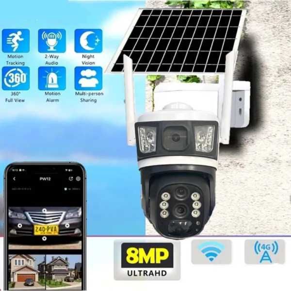 Безжична соларна тройна Ip камера със SIM карта 10 пъти зуум V380 PRO