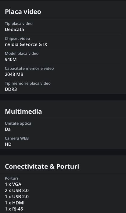 Laptop Acer Aspire i5 8GB RAM GEFORCE 2GB dedicat