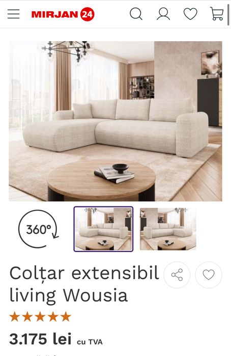 Coltar/Canapea exensibila noua