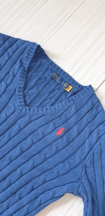 POLO Ralph Lauren Cable Pima Cotton V - Neck S ОРИГИНАЛ Дамски Пуловер
