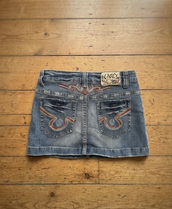 Винтидж дънкова пола ONADO Jeans с бродерия (Размер M) / Y2K стил