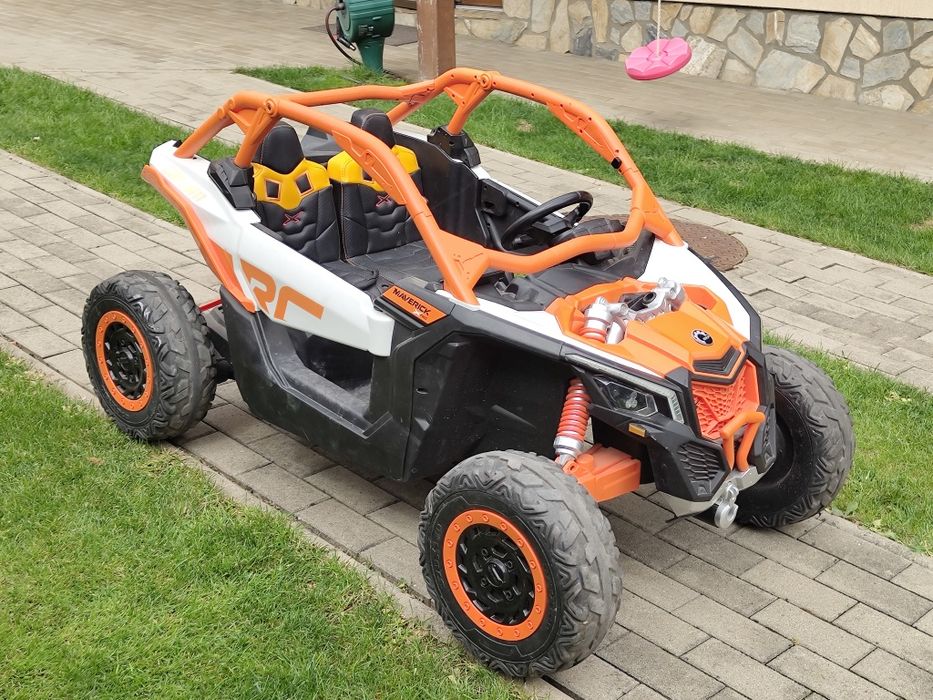 ATV copii, UTV Copii Buggy Maverick Turbo RR Orange, 4x4, 800w, Scaune Piele, 2 Locuri