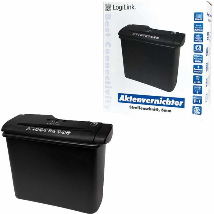 Шредер за документи LogiLink с контейнер 7 литра, ефективен дизайн