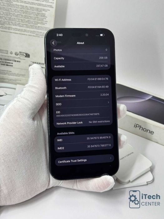 iPhone 16 Pro MAX, 256GB, Black, 92% батерия, ОТЛИЧЕН, 1г. ГАРАНЦИЯ!