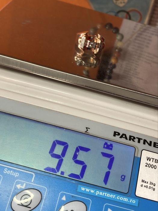 Inel antic Tank aur roz cu diamante