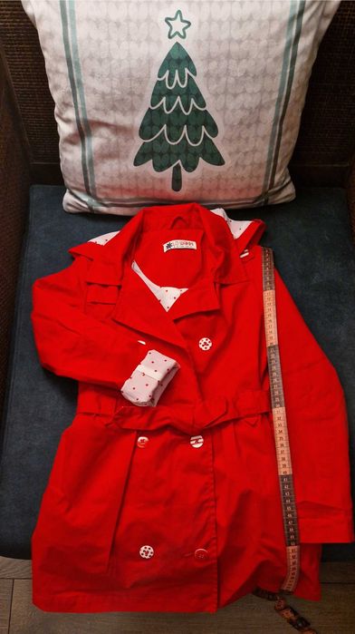 Червен детски шлифер за момиче 128/134